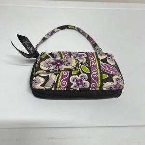 FLAWS Vera Bradley Wristlet Wallet Plum Petals Zip ID Credit Cards Travel Floral - Picture 1 of 11