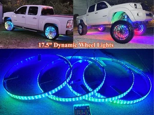 17.5" Truck Wheel Rim Light Million Color Chasing LED Underglow Light App Remote - Picture 1 of 17