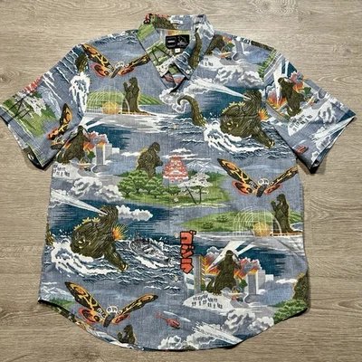 Reyn Spooner Годзилла и Мотра Ниппон Гавайская Рубашка Алоха Большая Сшитая на заказ - Изображение 1 из 4