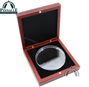 Mahogany Finished Wood Box for Coins 21 to 76mm in Diameter & 5oz 10oz Coins - Picture 1 of 15