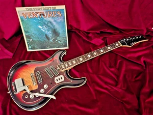 AMAZING VINTAGE SUNBURST SILVERTONE 1445 MOSRITE ELECTRIC GUITAR & CASE 60s - Picture 1 of 21