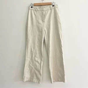 7 For All Mankind Kunstlederhose weites Bein plissiert cremefarben oder knochenfarben Medium - Bild 1 von 9