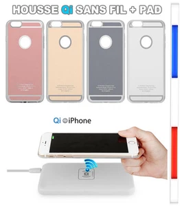 Coque Qi + PAD Chargeur Charger iPhone 7/6S/6/+/SE/5/ Housse sans fil +Cable USB - Imagen 1 de 6
