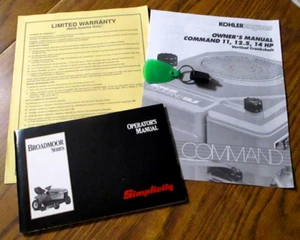 Simplicity Broadmoor Series Lawn Garden Tractor Kohler Engine Operators Manuals - Picture 1 of 6