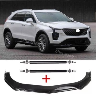 For Cadillac XT4 XT5 XT6 Gloss Black Front Bumper Lip Spoiler + Strut Rods Foto 1 de 4