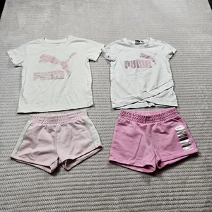 Puma Sets Girls Size 5 Pink & White Lot Of 2 Shorts & Tshirts - Picture 1 of 9