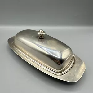 Piatto a burro vintage Sheffield Silver Company Silverplate con inserto vetro coperchio - Foto 1 di 8