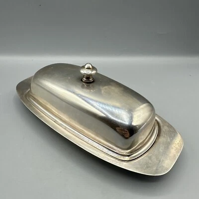 Plato de mantequilla vintage Sheffield Silver Company plateado con tapa inserto de vidrio Foto 1 de 4
