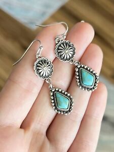 Western Turquoise Dangle Earrings