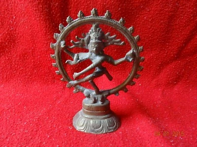 Vintage Solid Copper Hindu Tribal Dancing God Shiva Natraj Statue Figurine #10 - Image 1 of 4