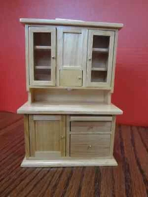 TOWN HOUSE MINIATURES Dollhouse Light Oak Flour Bin Dresser Kitchen Cabinet - Image 1 of 4