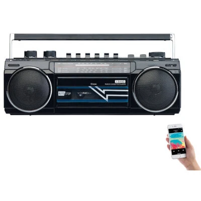auvisio Retro-Boombox mit Kassetten-Player, Radio, USB, SD & Bluetooth, 8 Watt - Bild 1 von 4