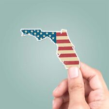 Florida American Flag State Outline Vinyl Sticker - Patriotic Travel USA