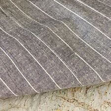 Vintage fabric by the yard French shirting cotton cloth gray white pinstripe 19