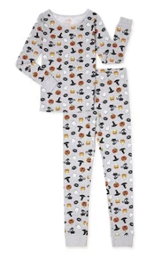 Girl's 2pc Halloween Pajamas Sizes 4 Grey Long Sleeves & Pants  🎃 👻 NWT - Picture 1 of 4