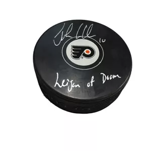 JOHN LECLAIR Signed Philadelphia Flyers Puck - "Legion of Doom" - Picture 1 of 2