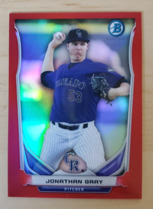 2014 Bowman Chrome Jonathan Gray Red Refractor 3/5 #BM-CRO1 Colorado Rockies