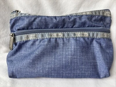 LeSportsac косметики сумка мешок 2 молнии косметический путешествий сумка синий джинсовой ткани вид - Изображение 1 из 4