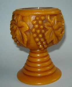 Antiguo candelabro esculpido Wachskunst de cera vintage copa de uva cáliz - Imagen 1 de 7