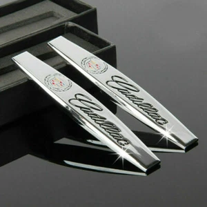 NEW 2PCS For CADILLAC FENDER BADGE Chrome Metal Side Rear Car Sticker Emblem 3D - Foto 1 di 4