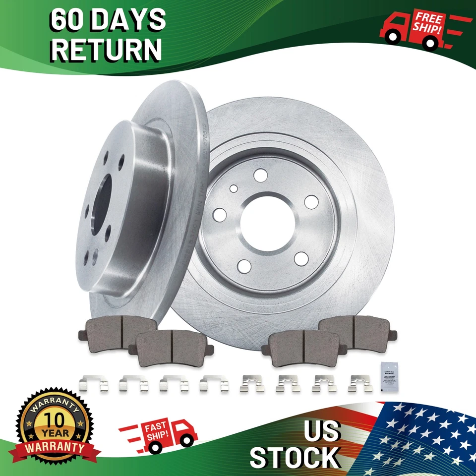 Premium Rear Brake Rotors & Ceramic Pads for Buick Regal Chevy Malibu Foto 1 de 4