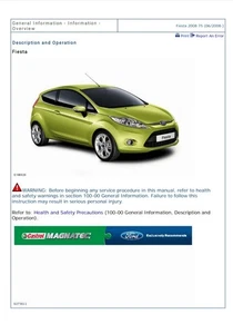 Ford Fiesta 2008-2012 - Service Manual - Manuale Officina - Formato Digitale PDF - Picture 1 of 3