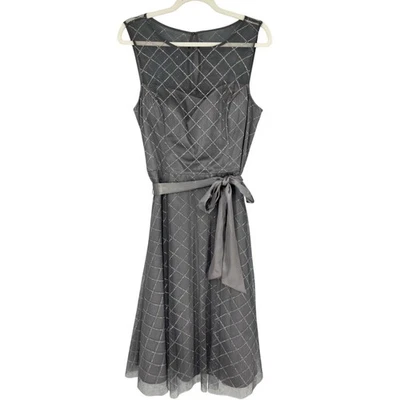 Vestido Jessica Howard para mujer 14 plateado brillante red superposición fiesta cóctel Foto 1 de 4