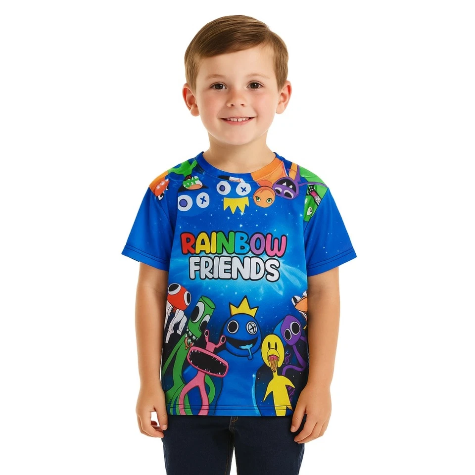 Camisa de manga corta "Rainbow Friends" para niño - azul - talla 4 - nueva sin etiquetas Foto 1 de 4