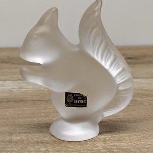 Cristal de Sevres Crystal Satin Frosted Squirrel Figurine Signed Artist France - Picture 1 of 9