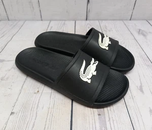 Lacoste schwarze Sliders UK Größe 9 Flip Flops Sommer Urlaub Strand Schuhe - Bild 1 von 14