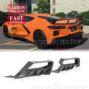 For Corvette C8 Z51 20-2025 Carbon Fiber V4 Add-On Rear Bumper Diffuser Spoiler - Picture 1 of 15