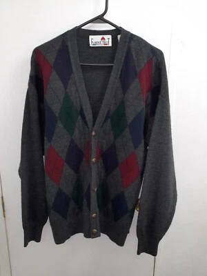Cárdigan Suéter De Colección Florence Tricot Argyle Acrílico Lana Abuelo Talla Mediana Italia Foto 1 de 4