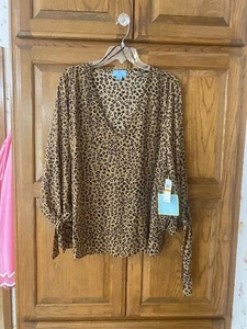NUOVA camicia top leopardata cece manica a 3/4 taglia 3X - Foto 1 di 2
