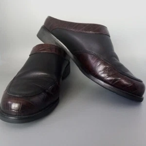 Women's size 6 B Shoes Ariat ATS Apron-Toe Mules Black & Brown Leather Slip Ons - Picture 1 of 20