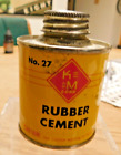 Vintage KM Rubber Cement No.27 4 ounce Advertising Metal Can Tin.