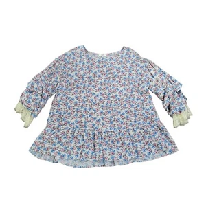 Easel Boho Top Blouse Medium Cottagecore Ditsy Floral Prairie Ruffle  Peasant  - Picture 1 of 9