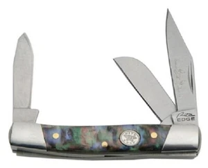 Small Stockman 3 Blade Folding Pocket Knife - Imitation Abalone Handles - 72-PU - Picture 1 of 1