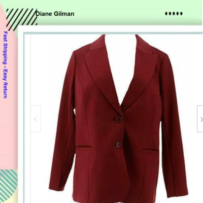 DG2 Diane Gilman Ponte Knit Boyfriend Blazer Burgundy[ 2X] - Image 1 of 4