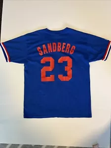 Maglietta vintage anni 90 CHICAGO CUBS MLB #23 RYNE SANDBERG JERSEY BASEBALL taglia L Russell - Foto 1 di 14