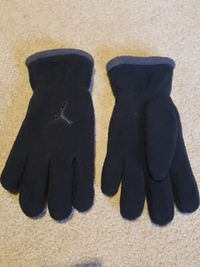 Nike Air Jordan Jumpman Youth Size Fleece Winter Gloves Gray Black Logo - Picture 1 of 7