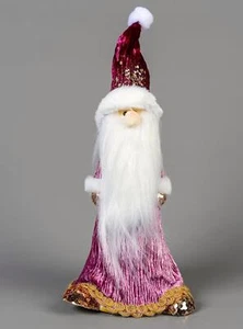 Burgundy Christmas Santa Decoration Figure Centerpiece Tabletop Window Decor - Picture 1 of 3