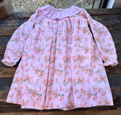 Designer Cecil and Lou Pink Floral Puffy Long Sleeve Pleated Collar Dress Size 7 - Image 1 of 4