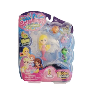RARE Splashlings Mermaids Figure 6-Pack Emily Pearlsong Luminos Glow in the Dark - Foto 1 di 3