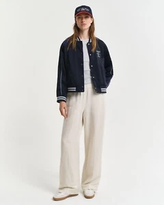 New GANT Rel LINEN BLEND Beige Cream PULL ON TROUSERS Size EUR 42 UK 14 - Picture 1 of 3
