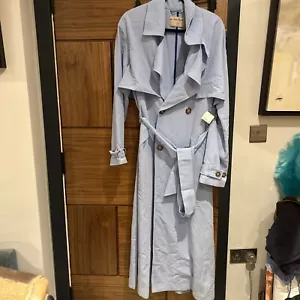 WE THE FREE People Summer Storm Trenchcoat Mac Coat Light Blue M NEW £268 BNWT - Picture 1 of 11