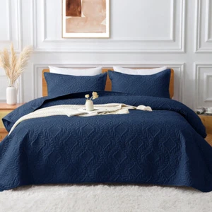 BEDSPREAD COVERLET Set 3 PCS Oversized Bed Cover Ultrasonic Quilt Coverlet Sets - Picture 1 of 24