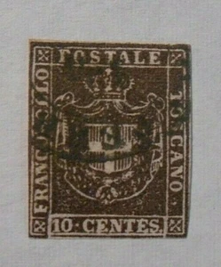 ITALIA ,ITALY 1860 Toscana Tuscany " Stemma di Savoia" 10c  bruno Used ss.19 - Imagen 1 de 2