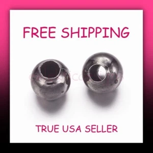 4mm 50pcs Gunmetal Black Iron Metal Alloy Smooth Round Spacer Beads FREE SHIP - Picture 1 of 5