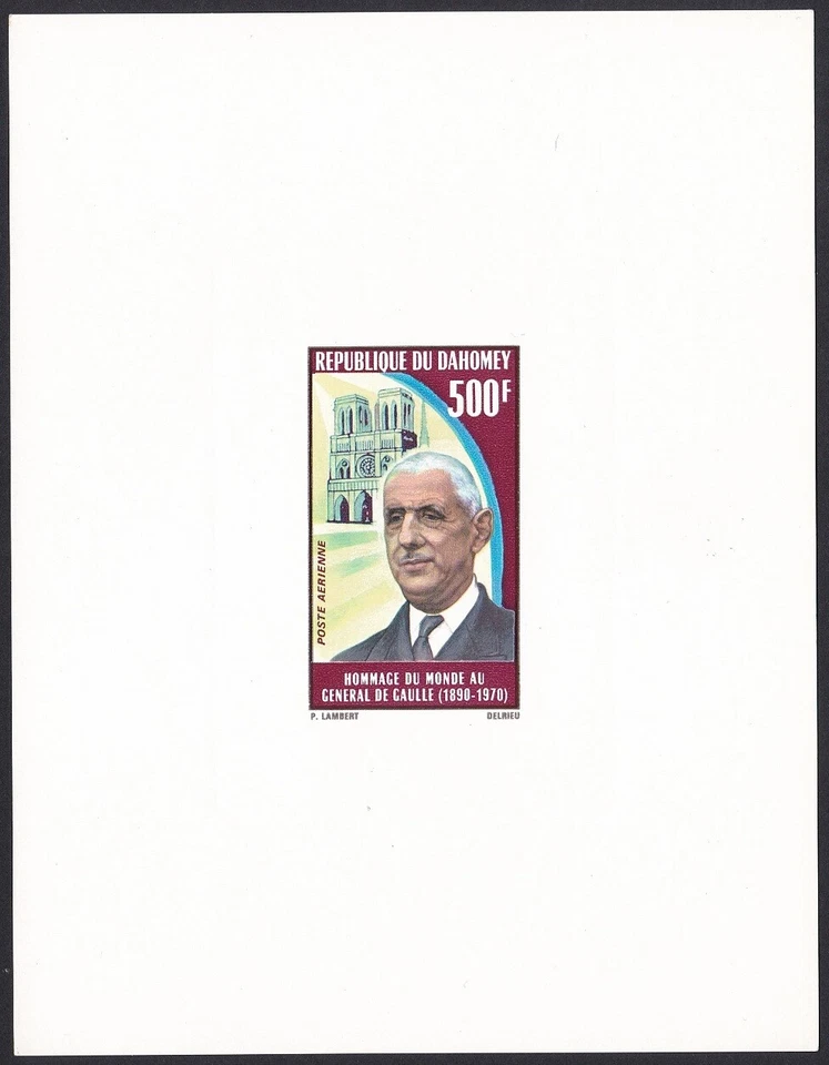 Dahomey ScC137 Charles de Gaulle (1890-1970), catedral de Notre Dame, prueba de lujo Foto 1 de 1
