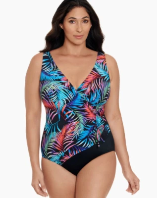 Купальник цельный Inches Away by Longitude папоротник с оборками длинный торс 8 новый с ценниками - Изображение 1 из 4